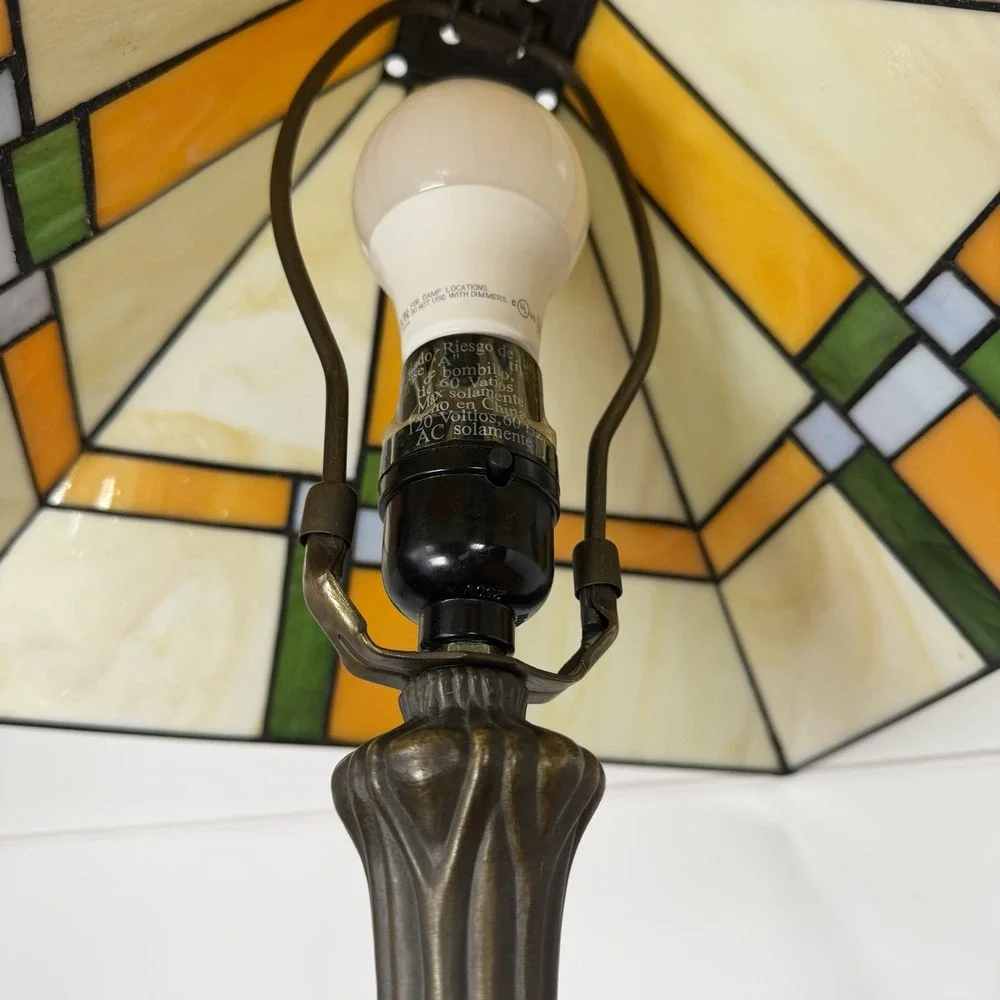 VTG Mcm Frank Lloyd Wright Inspired Mission Style Stained Glass 20